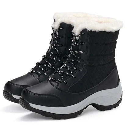 Women Boots Waterproof Heels Boots For Winter 2023 Tren Platform Ankle Boots Keep Warm Snow Shoes Plush Outdoor Short Boots Platonelstore
