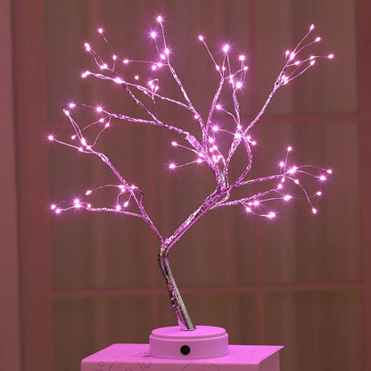 Fairy Light Spirit Tree Lamp Sparkly Tree Lamp Battery/USB Operated LED Mini Tree Warm Light Pearl Starry Night Light Platonel