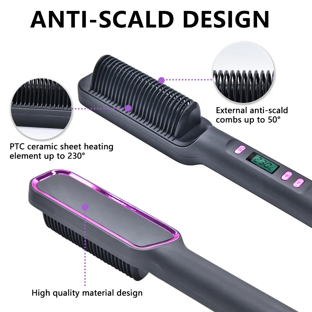 Electric Hot Comb Multifunctional Straight Hair Straightener Comb Anti-Scalding Styling Tool Straightening Brush. Platonel