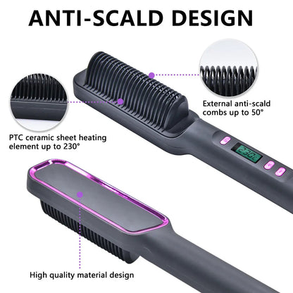 Electric Hot Comb Multifunctional Straight Hair Straightener Comb Anti-Scalding Styling Tool Straightening Brush. Platonel