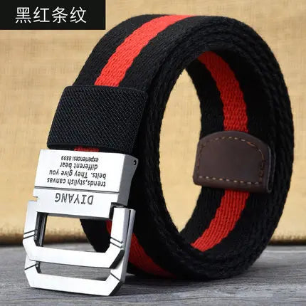 New Canvas Belt Man Belt Girl Teenager Double Ring Buckle Jeans with Military Student Cloth Belt Designer Belts pas taktyczny Platonelstore