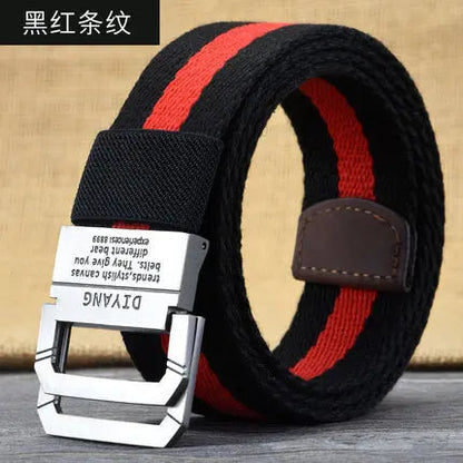 New Canvas Belt Man Belt Girl Teenager Double Ring Buckle Jeans with Military Student Cloth Belt Designer Belts pas taktyczny Platonelstore