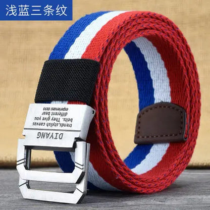 New Canvas Belt Man Belt Girl Teenager Double Ring Buckle Jeans with Military Student Cloth Belt Designer Belts pas taktyczny Platonelstore