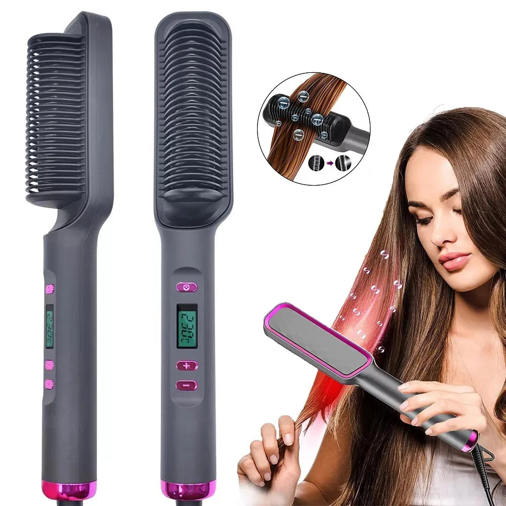 Electric Hot Comb Multifunctional Straight Hair Straightener Comb Anti-Scalding Styling Tool Straightening Brush. Platonel