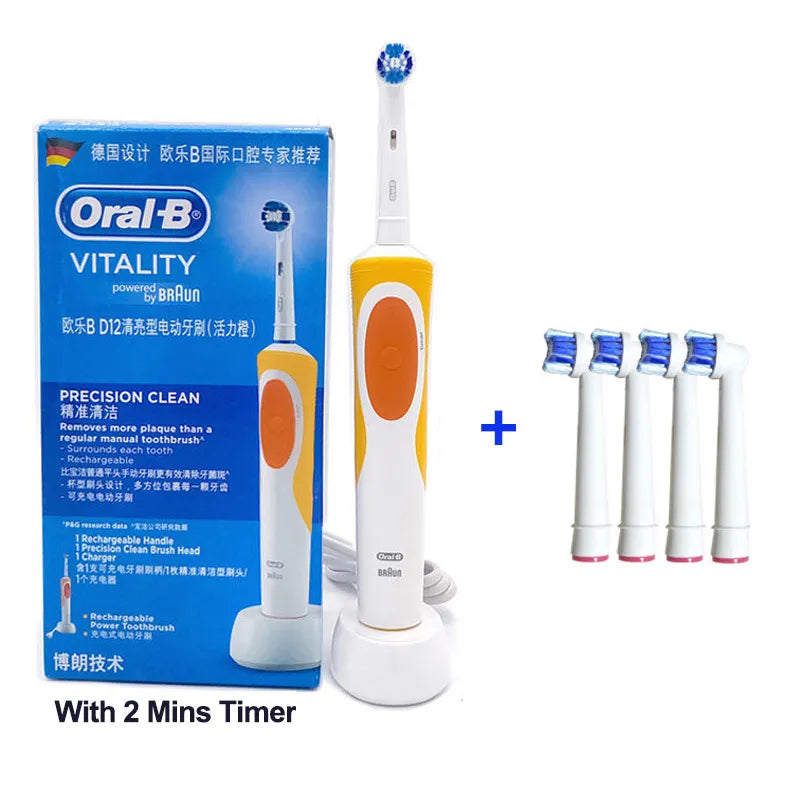 Electric Toothbrush 2D Rotary Vibration Clean Charging Tooth Brush Cross Action Bristle Oral Care 4 Gift Brush Heads Free Platonel
