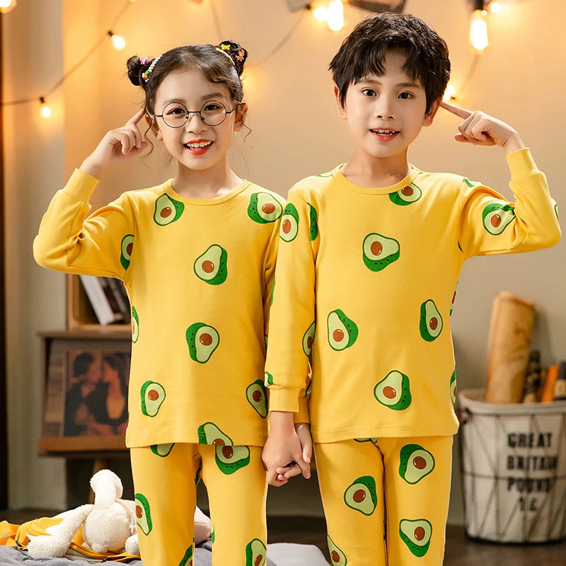 Spring Autumn Girls Cotton Pajamas Baby Full Sleeve Soft Sleepwear Children Winter Underwear Sets Kids Cartoon Pijamas Boys Pjs Platonelstore