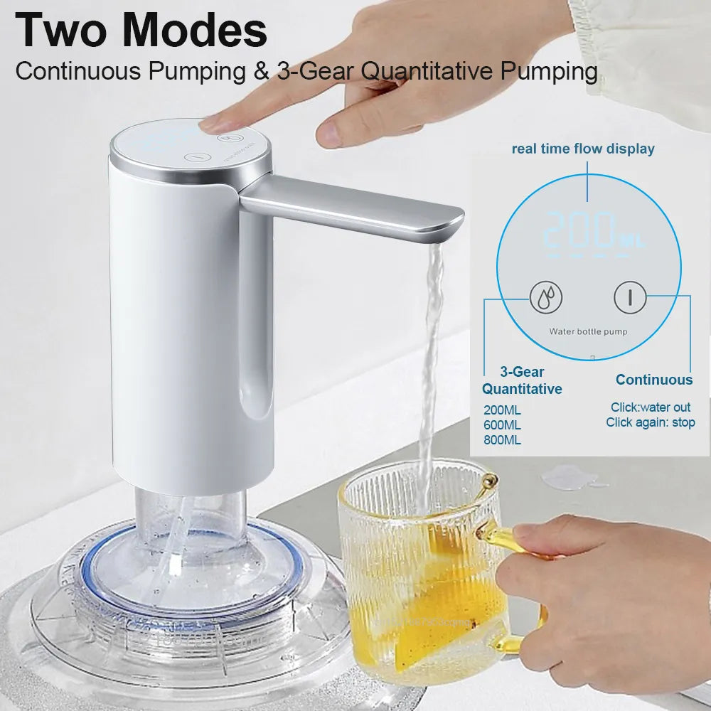 Electric Water Gallon Bottle Pump Automatic Water Dispenser Pump 19 Liters Foldable Desktop Water Bottle Pump H3 Rechargeable Platonel