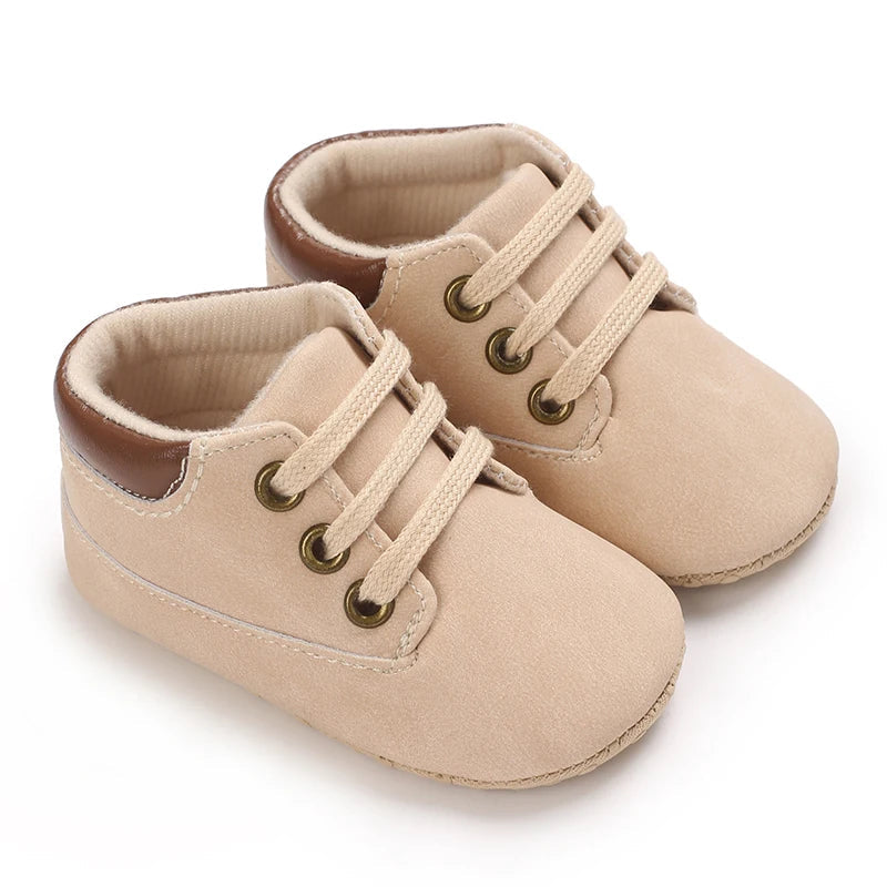 Newborn Baby Shoes Classic Leather Soft Soles Non Slip Toddler Walking Shoes for Boys and Girls 0-18M First Step Walking Shoes Platonelstore