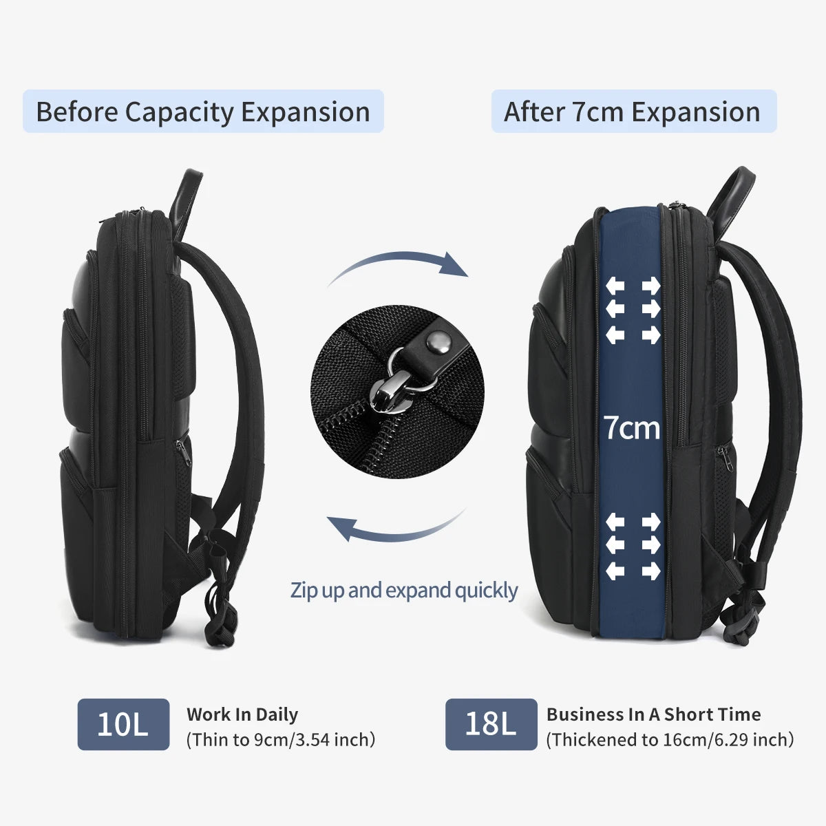 Lifetime Warranty Expandable Backpack Men Thin Bag For Men Travel Back Pack Waterproof Male 15.6inch Laptop Backpack Bag Mochila Platonelstore