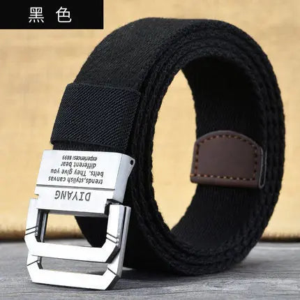 New Canvas Belt Man Belt Girl Teenager Double Ring Buckle Jeans with Military Student Cloth Belt Designer Belts pas taktyczny Platonelstore