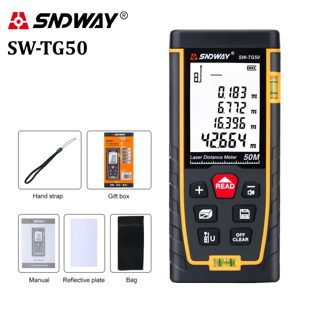 SNDWAY Laser Distance Meter 100M 80M 60M 40M Rangefinder Laser Tape Measure Trena Digital Range Finder Ruler Roulette Platonel