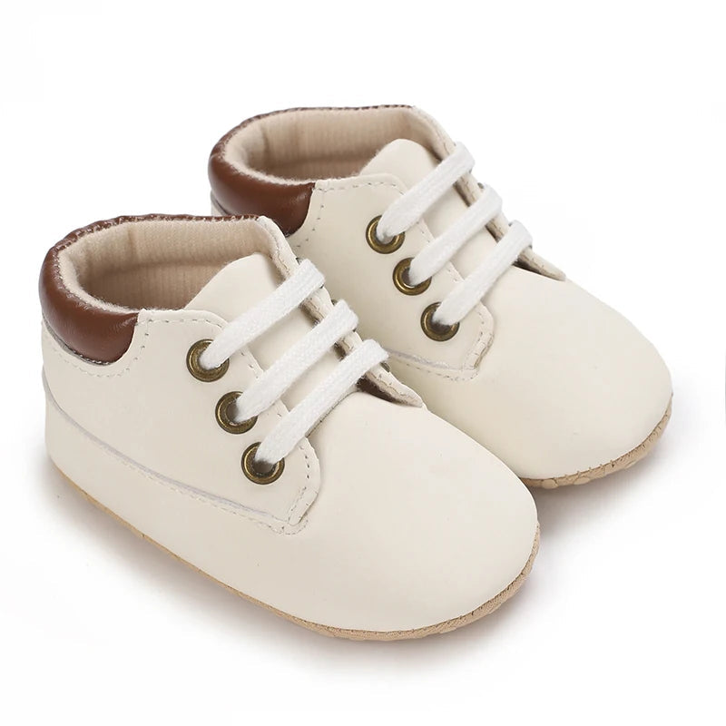Newborn Baby Shoes Classic Leather Soft Soles Non Slip Toddler Walking Shoes for Boys and Girls 0-18M First Step Walking Shoes Platonelstore
