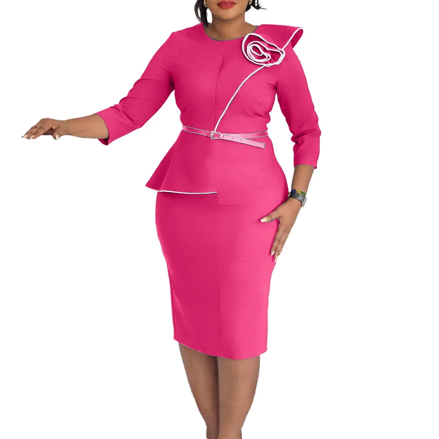 Elegant African Printed Wraparound Pencil Dress Women's Fashion Spring New Style D551 OL Skirt Bodycon Dress Elegant Manner Platonelstore