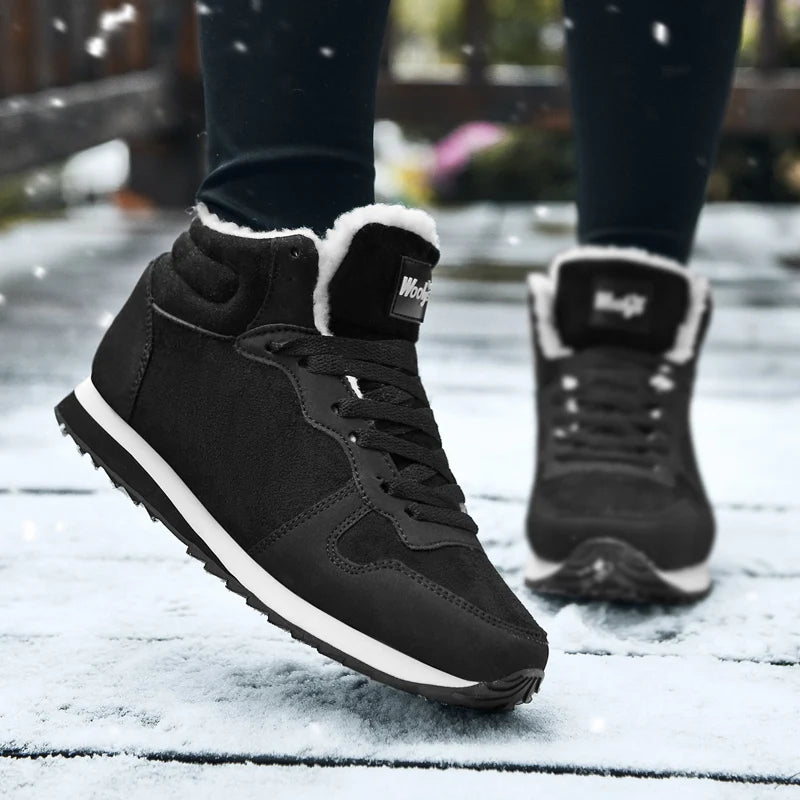 Winter Snow Boots Men Plush Warm Women Boots Suede Leather Ankle Boot Comfortable Light Couple Waterproof Sneakers Big Size 48 Platonelstore