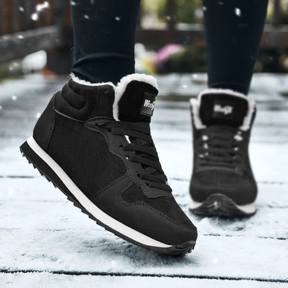 Winter Snow Boots Men Plush Warm Women Boots Suede Leather Ankle Boot Comfortable Light Couple Waterproof Sneakers Big Size 48 Platonelstore