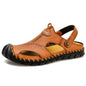 Fashion Men's Sandals Outdoor Hollow Leather Sandals Shoes Men Breathable Shoes Oversized Water Trekking Beach Sandals Casual Platonelstore