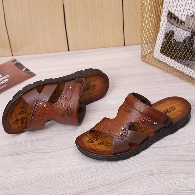 Men's Beach Open Toe Shoes Sandals High Quality Non-slip Men Slippers Breathable Two Uses Male Footwear Mens Summer Outdoor Shoe Platonelstore