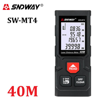 SNDWAY Laser Distance Meter 100M 80M 60M 40M Rangefinder Laser Tape Measure Trena Digital Range Finder Ruler Roulette Platonel