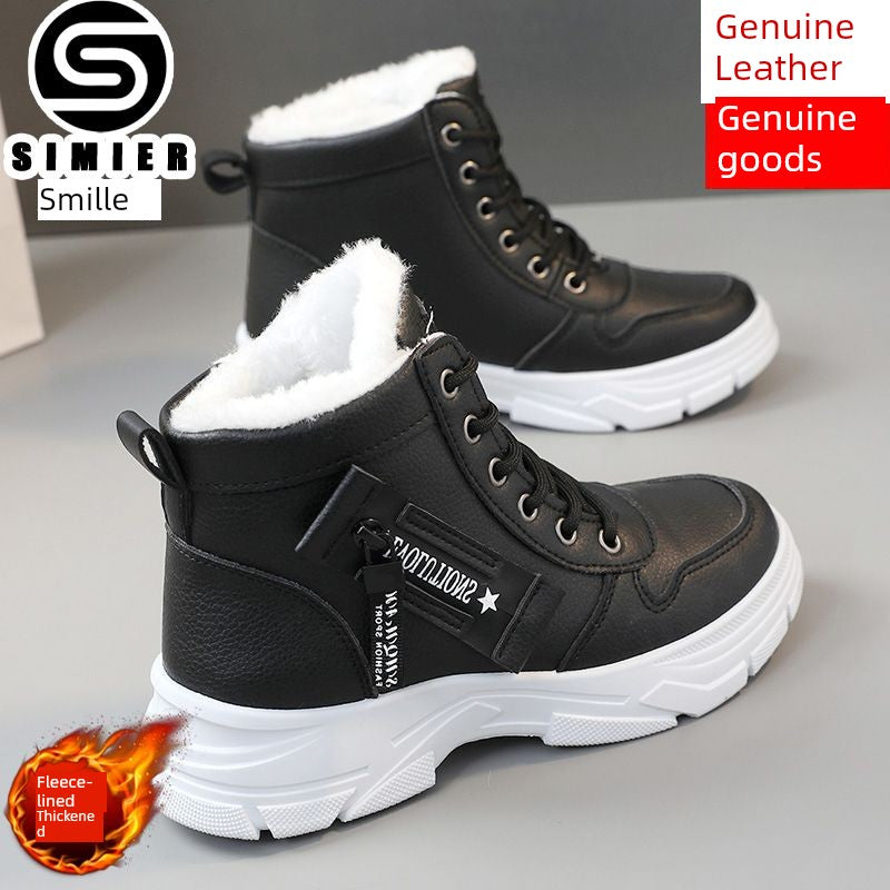 Smir 2024 New Sports Shoes Women's High-Top Winter Fleece-lined Thickening Thermal Cotton Shoes Platform Snow Boots Women Platonelstore