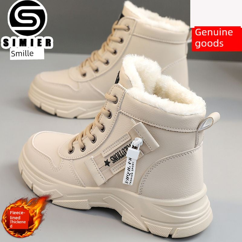 Smir 2024 New Sports Shoes Women's High-Top Winter Fleece-lined Thickening Thermal Cotton Shoes Platform Snow Boots Women Platonelstore