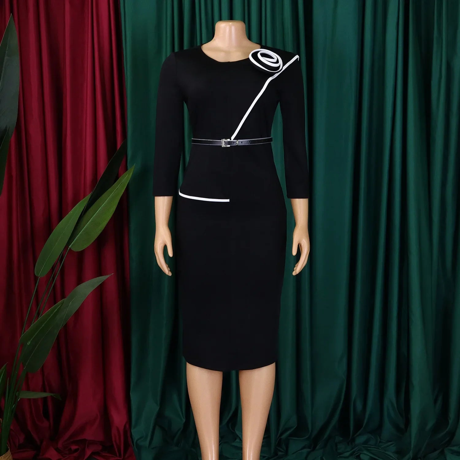 Elegant African Printed Wraparound Pencil Dress Women's Fashion Spring New Style D551 OL Skirt Bodycon Dress Elegant Manner Platonelstore