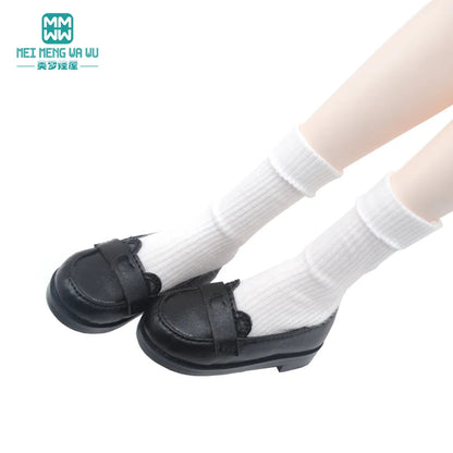 BJD Doll Leather Shoes 43-60cm 1/3 1/4 SD Doll Toy Ball Joint Doll Fashion Flat Shoes Pink Black Brown Doll Gift Platonelstore