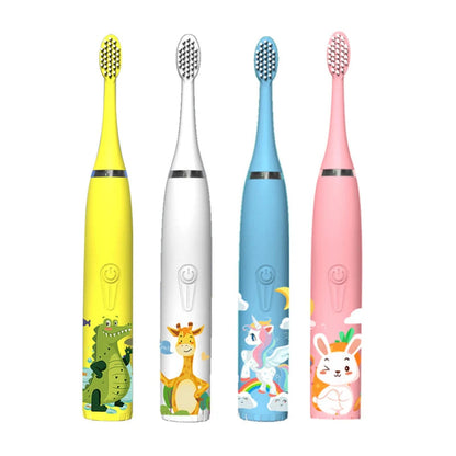 Cartoon Electric Toothbrush Twins Kids Sonic Electric Toothbrushes with 5 Replacement Brush Heads Battery Electric Teeth Brush Platonelstore
