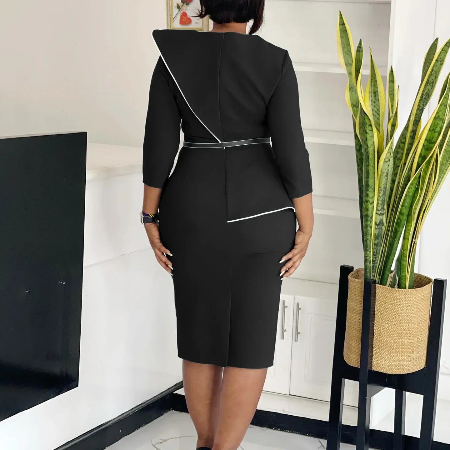Elegant African Printed Wraparound Pencil Dress Women's Fashion Spring New Style D551 OL Skirt Bodycon Dress Elegant Manner Platonelstore
