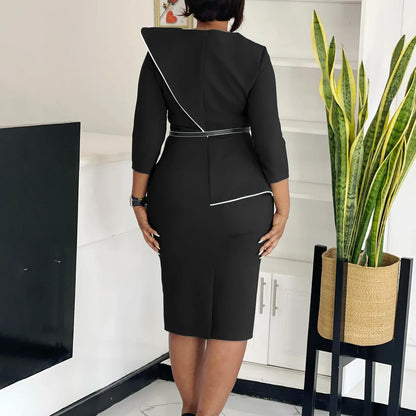Elegant African Printed Wraparound Pencil Dress Women's Fashion Spring New Style D551 OL Skirt Bodycon Dress Elegant Manner Platonelstore