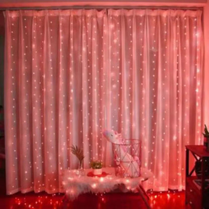 6x3M LED USB Curtain String Fairy Lights Christmas Garland 8 Modes Remote for New Year 2024 Party Garden Home Wedding Decoration Platonelstore