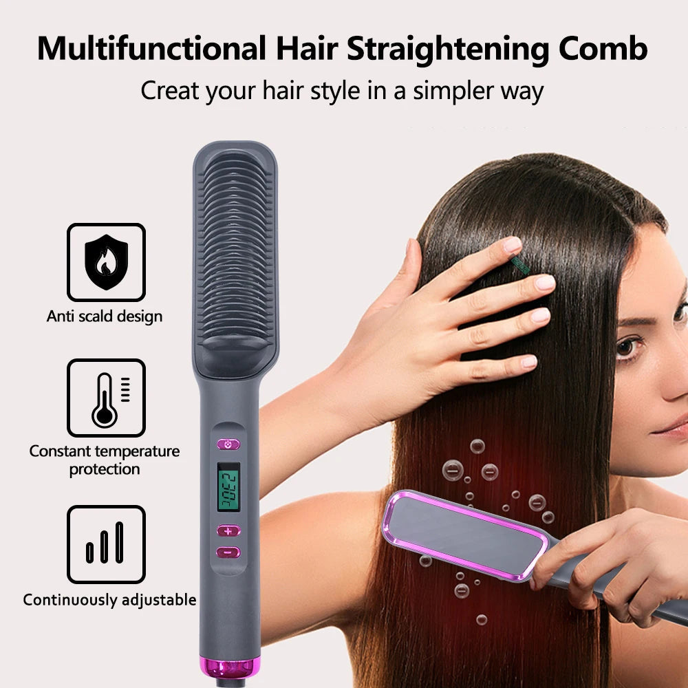 Electric Hot Comb Multifunctional Straight Hair Straightener Comb Anti-Scalding Styling Tool Straightening Brush. Platonel