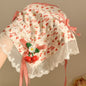 Cherry Duoduo ~ Red Lace Bows Triangle Shawl Women's Toe Cap Gentle Atmosphere Seaside Pastoral Style Summer Platonelstore