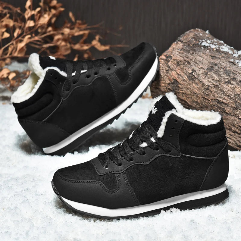 Winter Snow Boots Men Plush Warm Women Boots Suede Leather Ankle Boot Comfortable Light Couple Waterproof Sneakers Big Size 48 Platonelstore