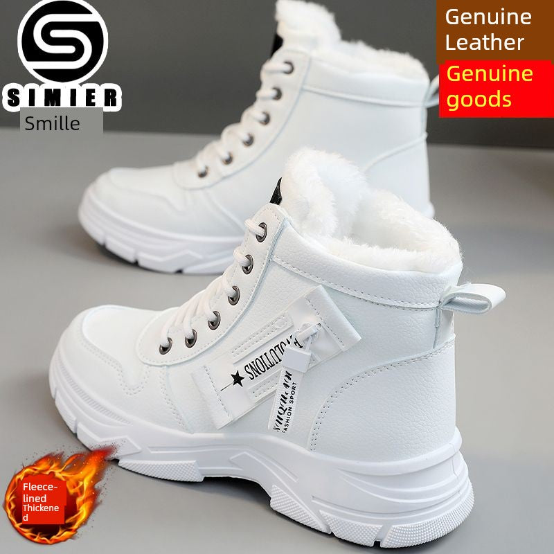 Smir 2024 New Sports Shoes Women's High-Top Winter Fleece-lined Thickening Thermal Cotton Shoes Platform Snow Boots Women Platonelstore