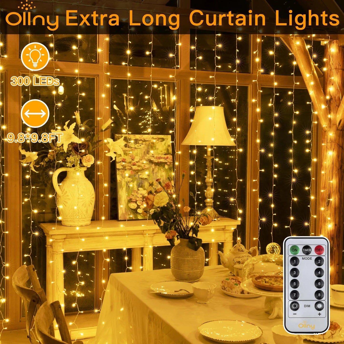 LED Curtain String Lights Christmas Garland Decor Fairy Light 8 Modes USB Remote Control Wedding Holiday Party for Bedroom Home Platonelstore