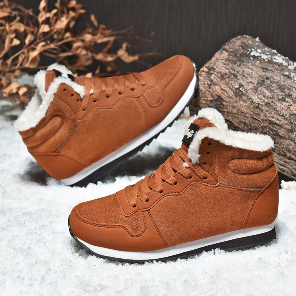 Winter Snow Boots Men Plush Warm Women Boots Suede Leather Ankle Boot Comfortable Light Couple Waterproof Sneakers Big Size 48 Platonelstore