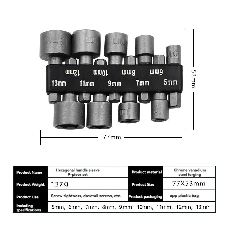 Powerful Socket Inner Hexagonal Wrench Hexagonal Handle Screwdriver Socket Extension Rod Pneumatic Screwdriver Insert Tool Set Platonelstore