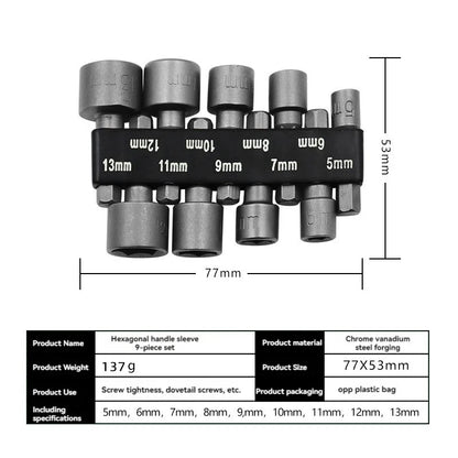 Powerful Socket Inner Hexagonal Wrench Hexagonal Handle Screwdriver Socket Extension Rod Pneumatic Screwdriver Insert Tool Set Platonelstore