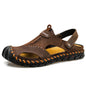 Fashion Men's Sandals Outdoor Hollow Leather Sandals Shoes Men Breathable Shoes Oversized Water Trekking Beach Sandals Casual Platonelstore