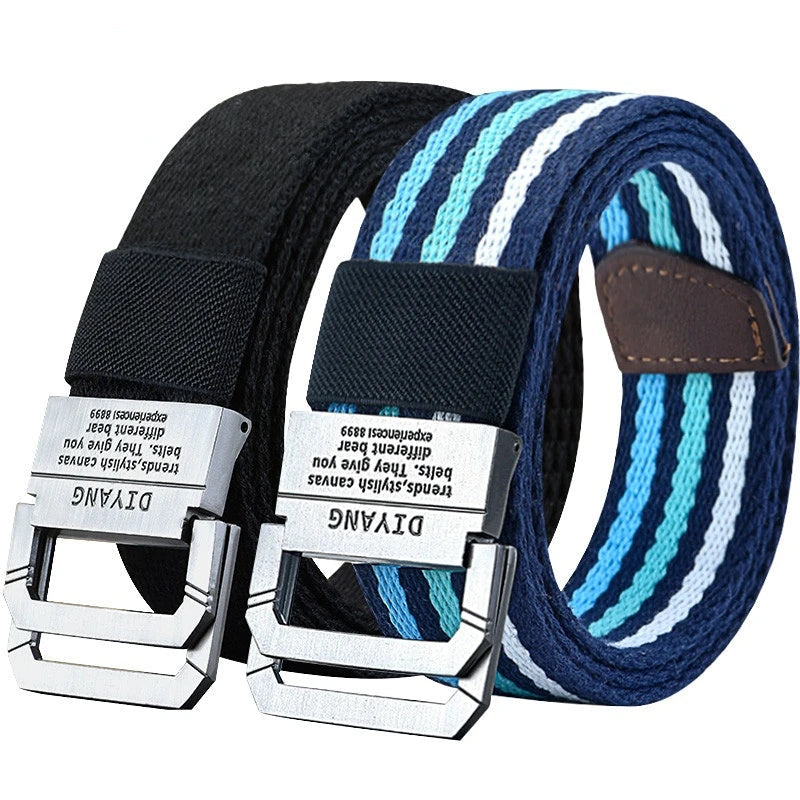 New Canvas Belt Man Belt Girl Teenager Double Ring Buckle Jeans with Military Student Cloth Belt Designer Belts pas taktyczny Platonelstore