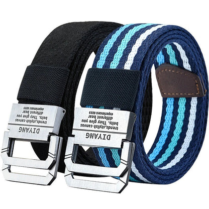 New Canvas Belt Man Belt Girl Teenager Double Ring Buckle Jeans with Military Student Cloth Belt Designer Belts pas taktyczny Platonelstore