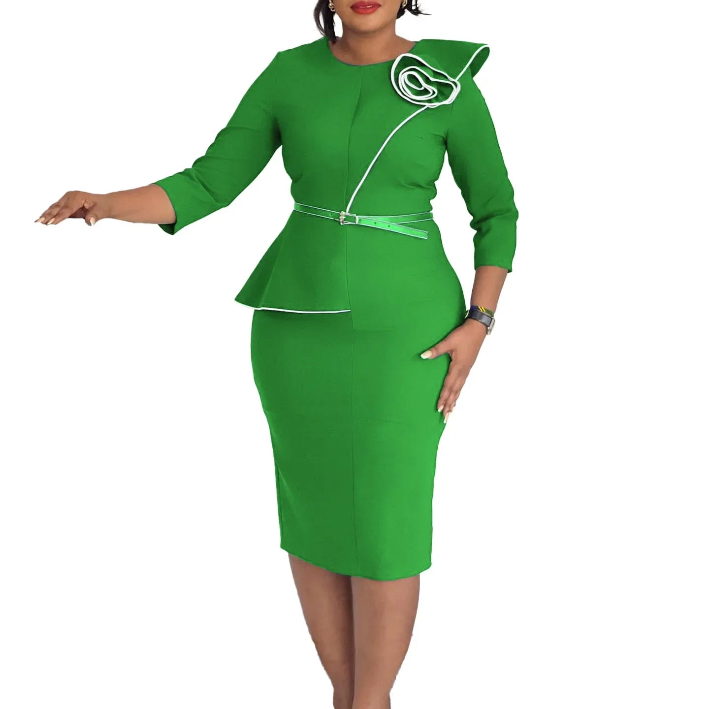 Elegant African Printed Wraparound Pencil Dress Women's Fashion Spring New Style D551 OL Skirt Bodycon Dress Elegant Manner Platonelstore