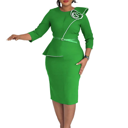 Elegant African Printed Wraparound Pencil Dress Women's Fashion Spring New Style D551 OL Skirt Bodycon Dress Elegant Manner Platonelstore