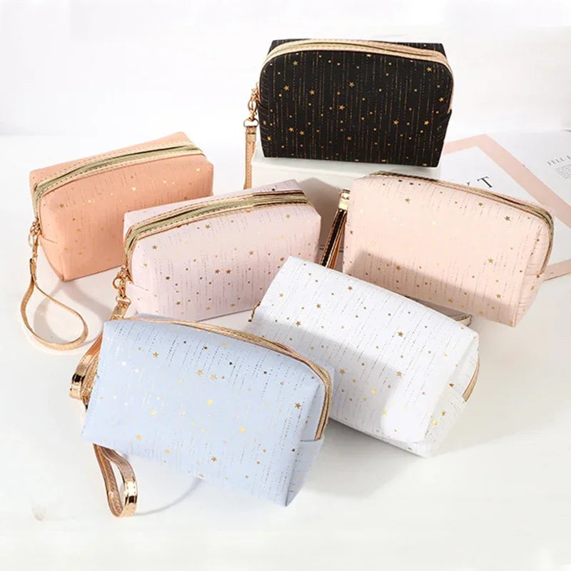 Women Paillette Stars Cosmetic Bag Make Up Pouch Travel Wash Toiletry Ladies Makeup Bag Lipstick Cosmetic Organizer Bags Platonelstore
