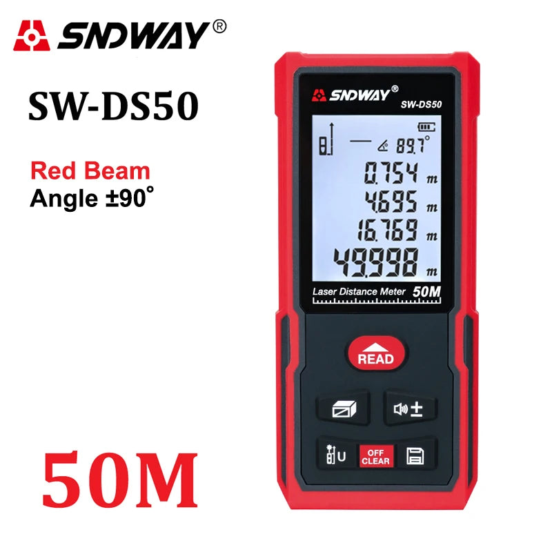 SNDWAY Laser Distance Meter 100M 80M 60M 40M Rangefinder Laser Tape Measure Trena Digital Range Finder Ruler Roulette Platonel