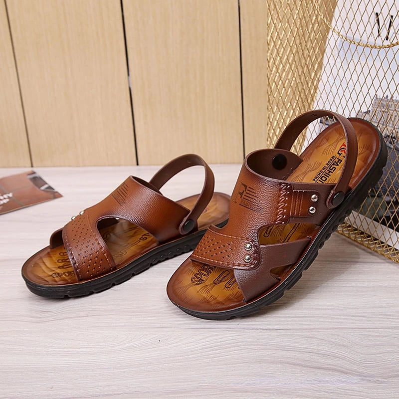 Men's Beach Open Toe Shoes Sandals High Quality Non-slip Men Slippers Breathable Two Uses Male Footwear Mens Summer Outdoor Shoe Platonelstore