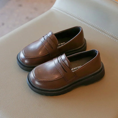Children Leather Shoes Spring Autumn Slip-on Boys Loafers Black Party Shoes Girls Students Dress Flats Formal Wedding Kids Shoes Platonel