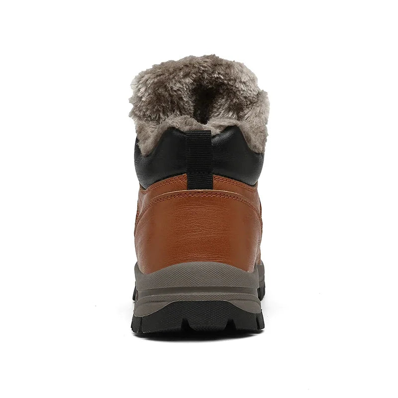 Winter Mens Boots 2023 New Warm Plush Leather Snow Ankle Boots Outdoor Work Casual Shoes Non-slip Rubber Bota Masculina Platonelstore