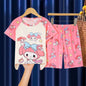 Summer Children's Pajamas Short Sleeve Girls Cartoon Old Boys Boys Home Clothes Set Pajama Sleepwear Robe Clothing Mother Kids Platonelstore