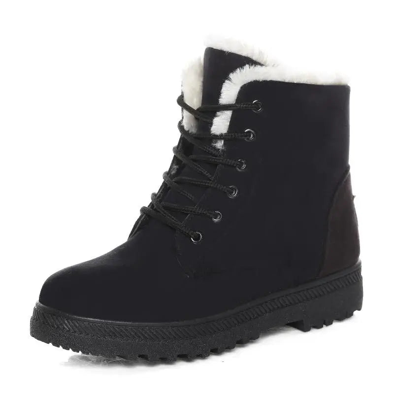 Crestar Women Winter Boots Lady Girls Fashion Warm Cotton Fur Lined Shoes Lace Up Comfortable Non Slip Ankle Platform Snow Boots Platonelstore